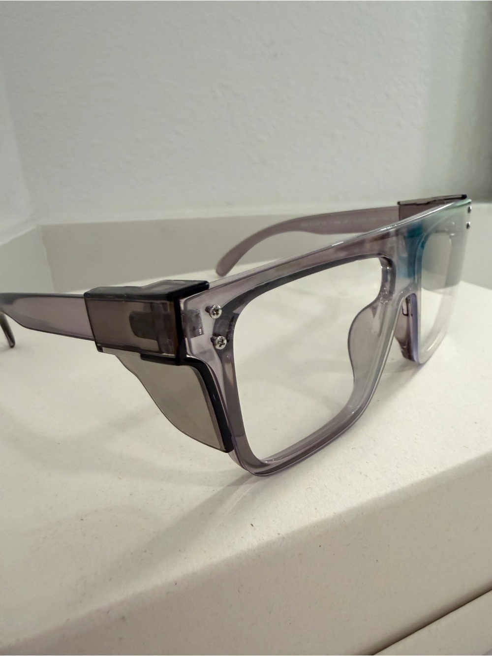 Grey Safety photochromic clear glasses ⭐️